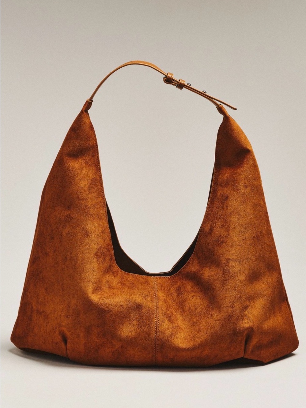 Anthropologie Large Faux Suede Slouchy Tote in Tan NWT